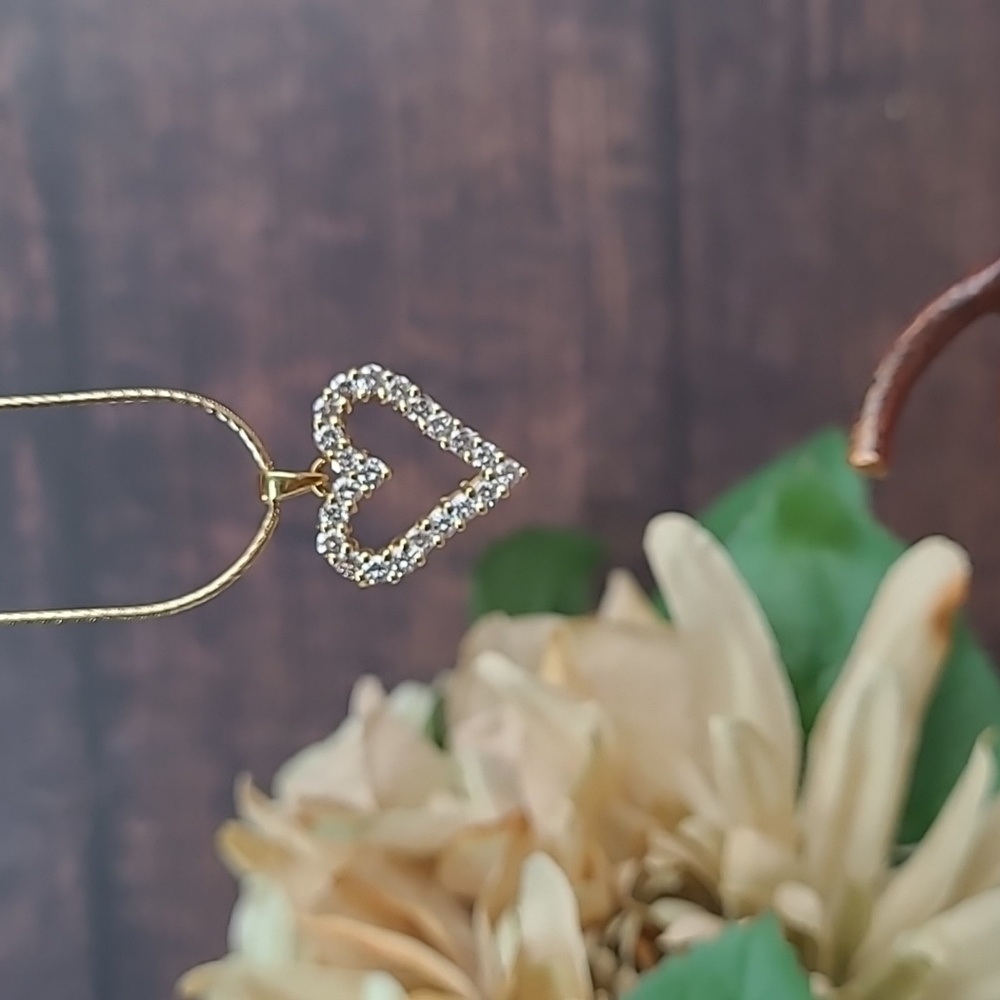 ♡VALENTINES DAY SPECIAL♡ 1CT TDW 18KT YELLOW GOLD HEART PENDANT - Picture 3 of 12